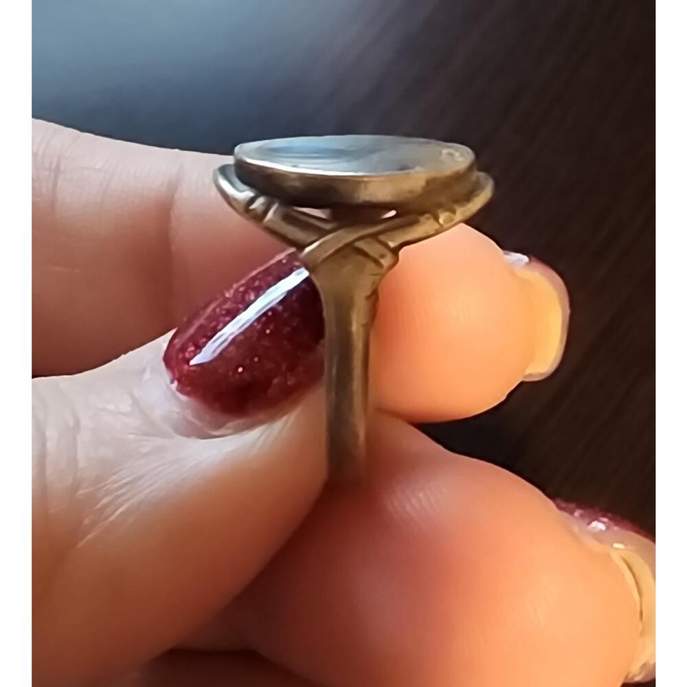 Vintage Sterling Silver & Abalone Statement Ring – Size 5 – Handmade Jewelry